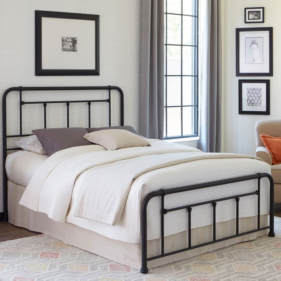 Textured Black Metal Accent Baldwin King Bed