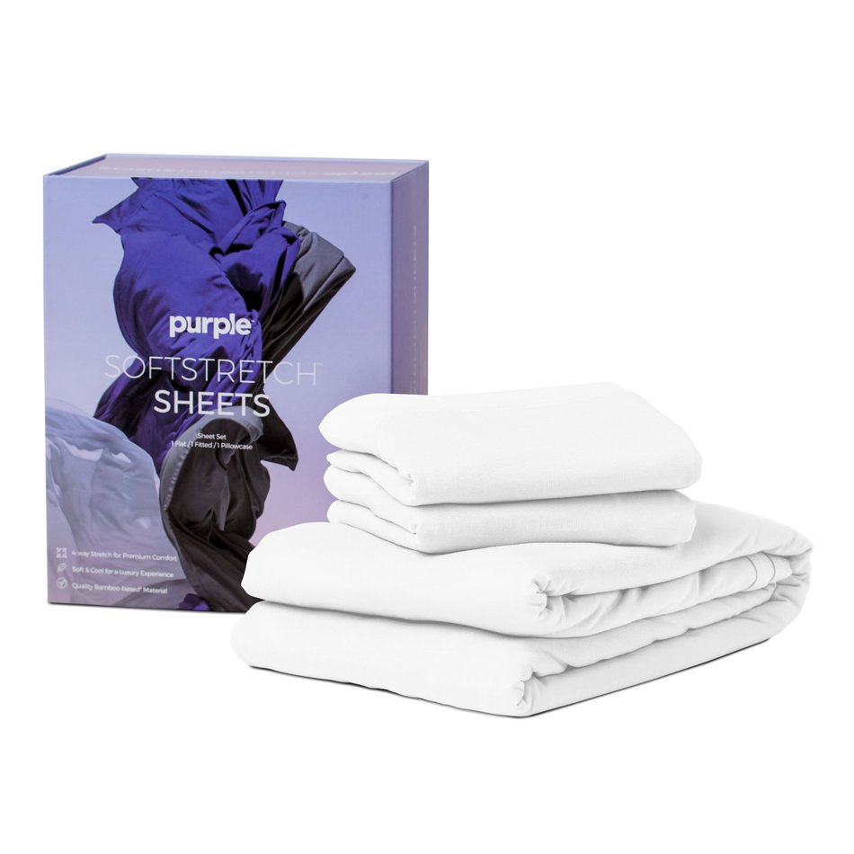 Purple Deep Pocket SoftStretch True Split King White Sheets Sheet Set