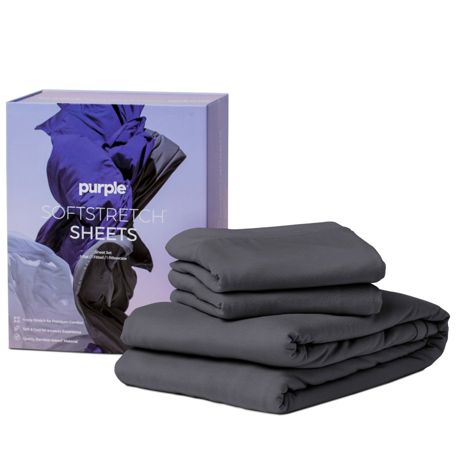 Purple SoftStretch Full Stormy Grey Sheet Set
