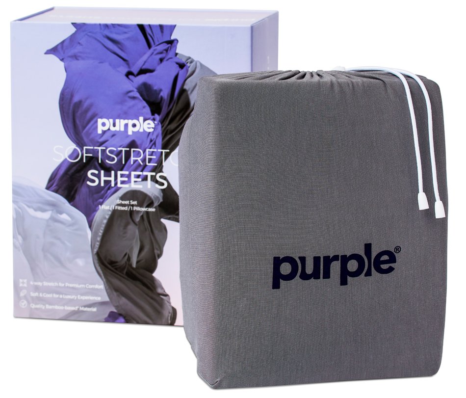 Purple SoftStretch Queen Stormy Grey Sheet Set