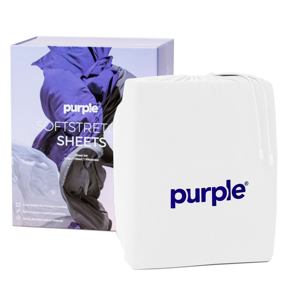 Purple SoftStretch Full True White Sheet Set