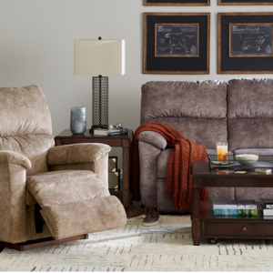 suede fabric soft recliner with chair tables